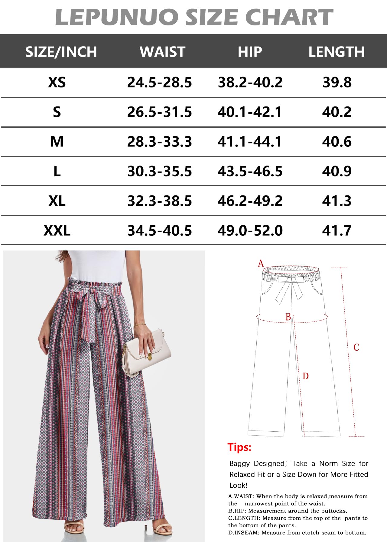 Lepunuo Wide Leg Pants for Women High Waisted Palazzo Pants Work Casual Flowy Tie Knot Trousers with Pockets