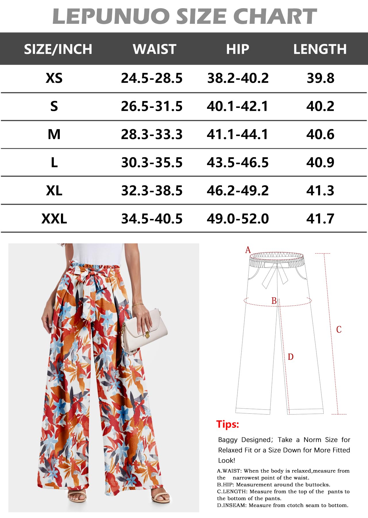 Lepunuo Wide Leg Pants for Women High Waisted Palazzo Pants Work Casual Flowy Tie Knot Trousers with Pockets