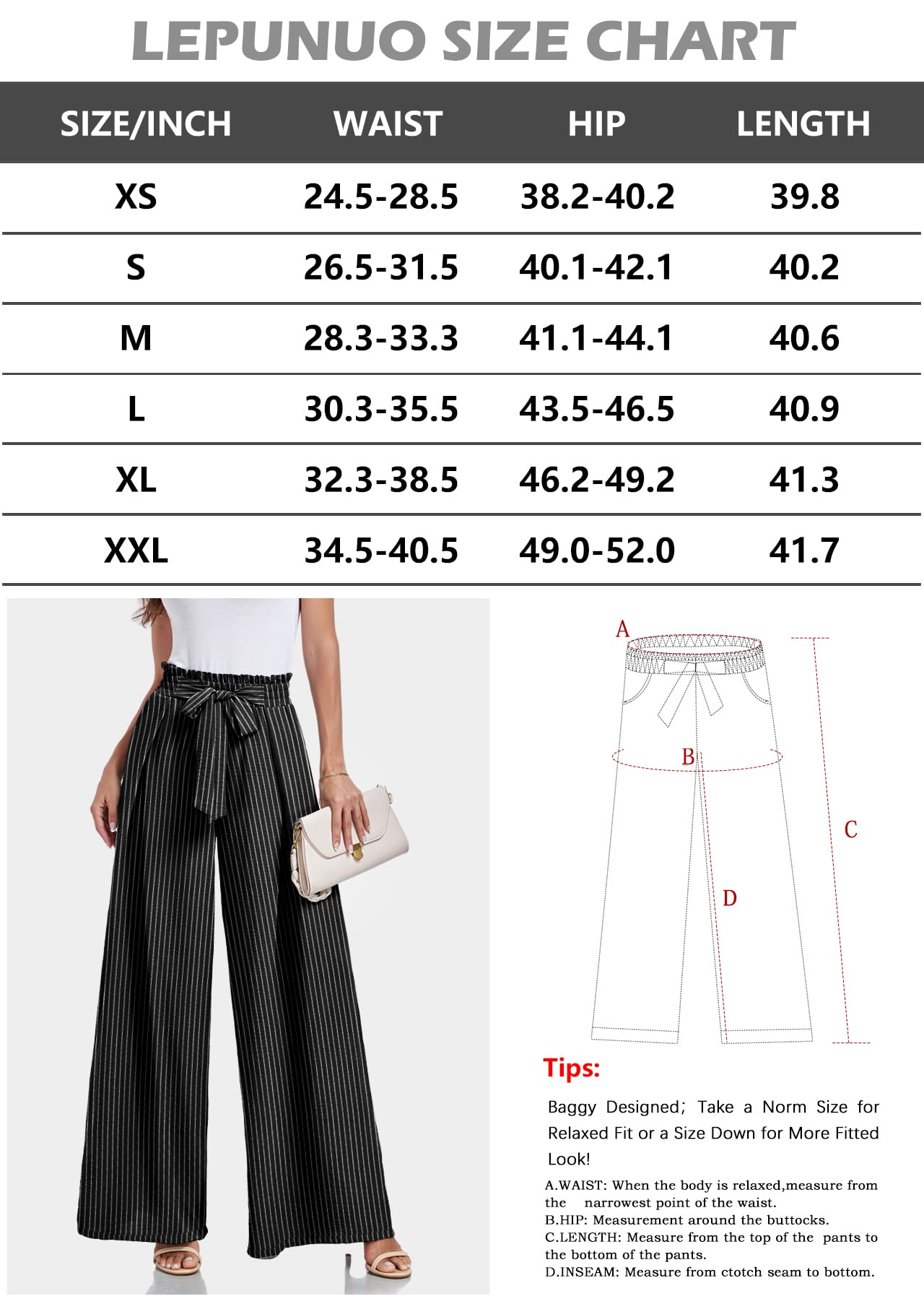 Lepunuo Wide Leg Pants for Women High Waisted Palazzo Pants Work Casual Flowy Tie Knot Trousers with Pockets