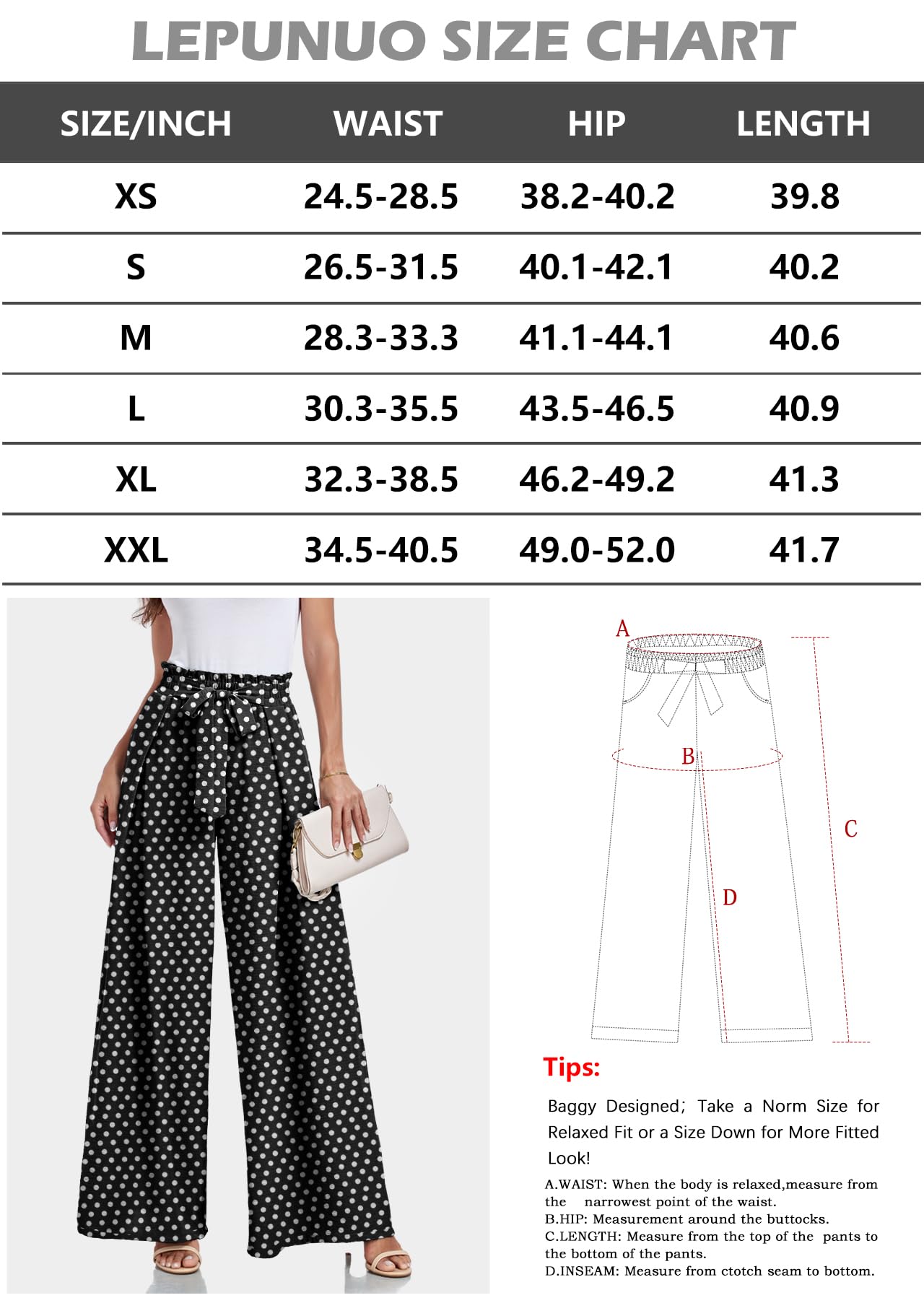 Lepunuo Wide Leg Pants for Women High Waisted Palazzo Pants Work Casual Flowy Tie Knot Trousers with Pockets