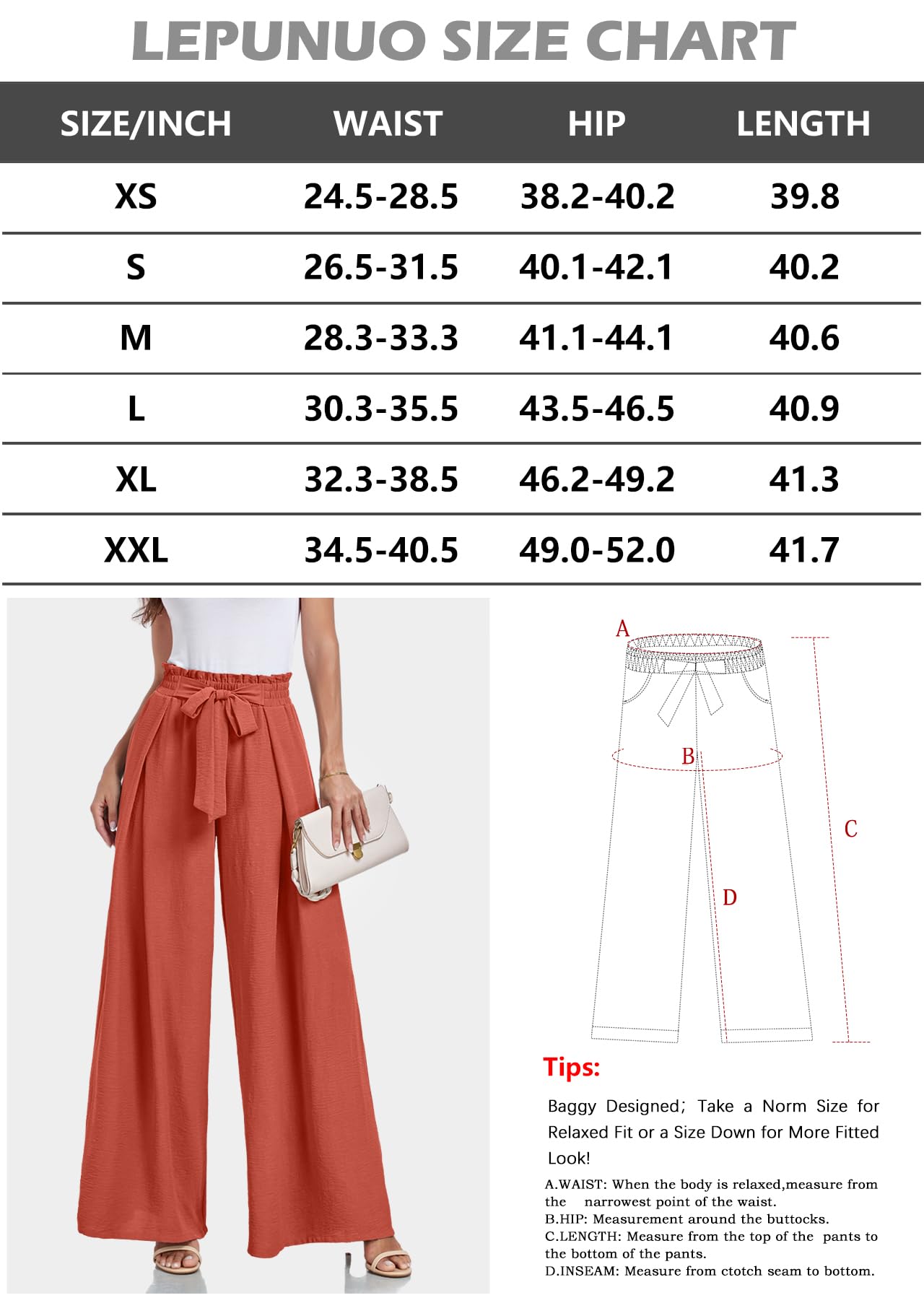 Lepunuo Wide Leg Pants for Women High Waisted Palazzo Pants Work Casual Flowy Tie Knot Trousers with Pockets