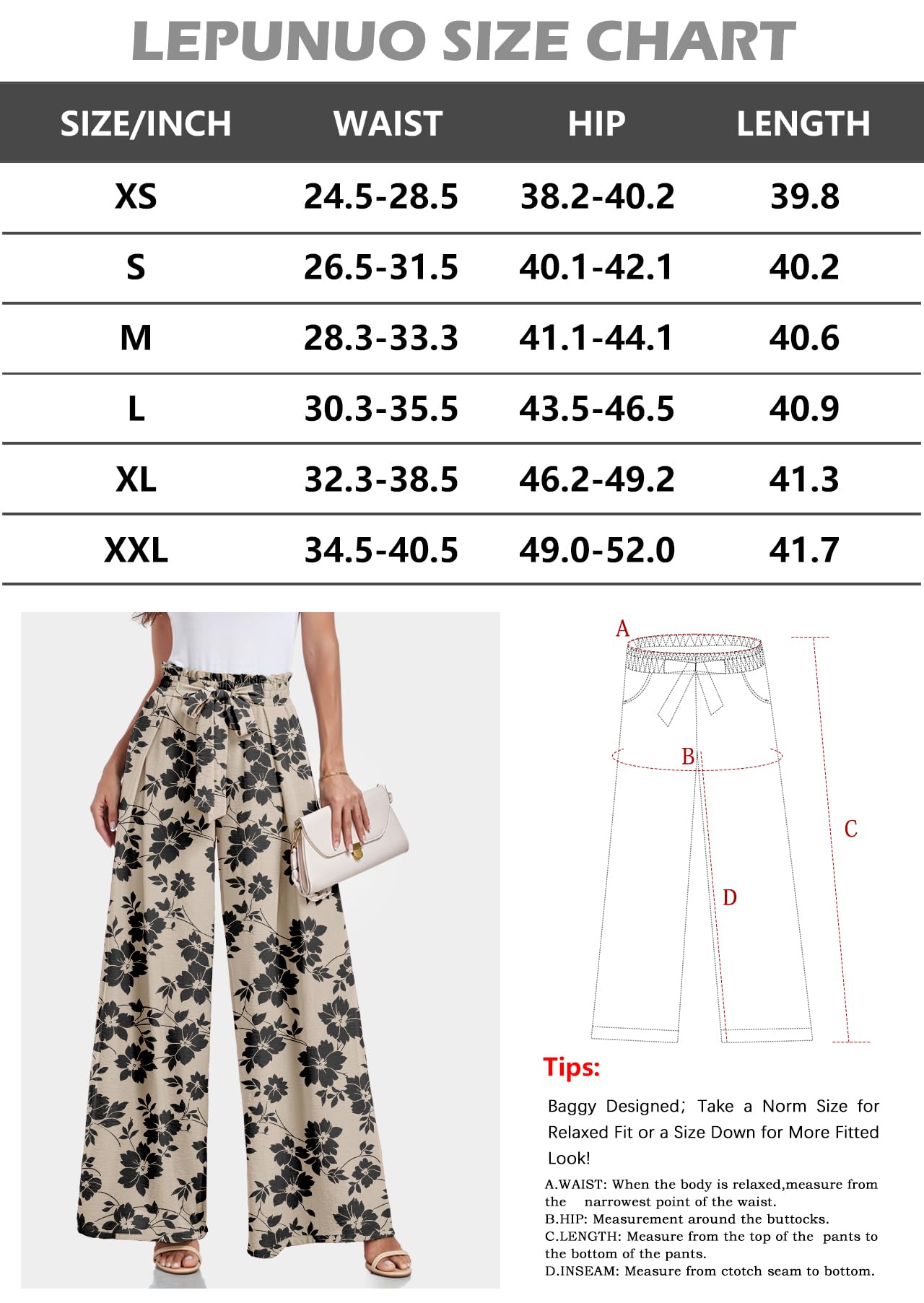 Lepunuo Wide Leg Pants for Women High Waisted Palazzo Pants Work Casual Flowy Tie Knot Trousers with Pockets