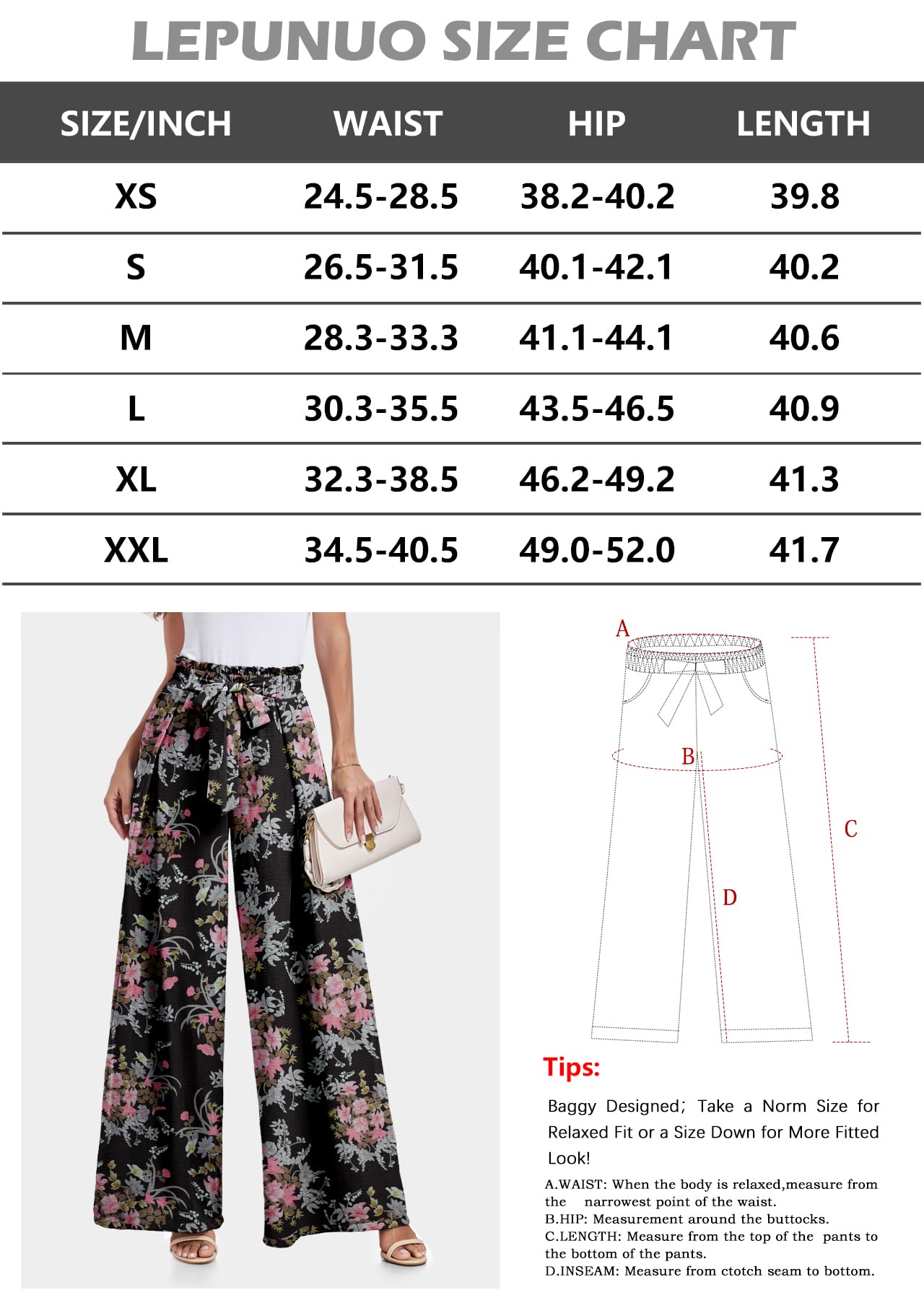 Lepunuo Wide Leg Pants for Women High Waisted Palazzo Pants Work Casual Flowy Tie Knot Trousers with Pockets