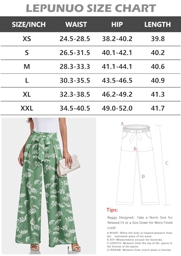 Lepunuo Wide Leg Pants for Women High Waisted Palazzo Pants Work Casual Flowy Tie Knot Trousers with Pockets