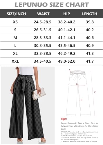 Lepunuo Wide Leg Pants for Women High Waisted Palazzo Pants Work Casual Flowy Tie Knot Trousers with Pockets