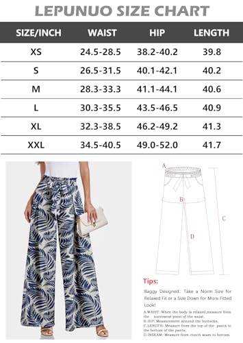 Lepunuo Wide Leg Pants for Women High Waisted Palazzo Pants Work Casual Flowy Tie Knot Trousers with Pockets
