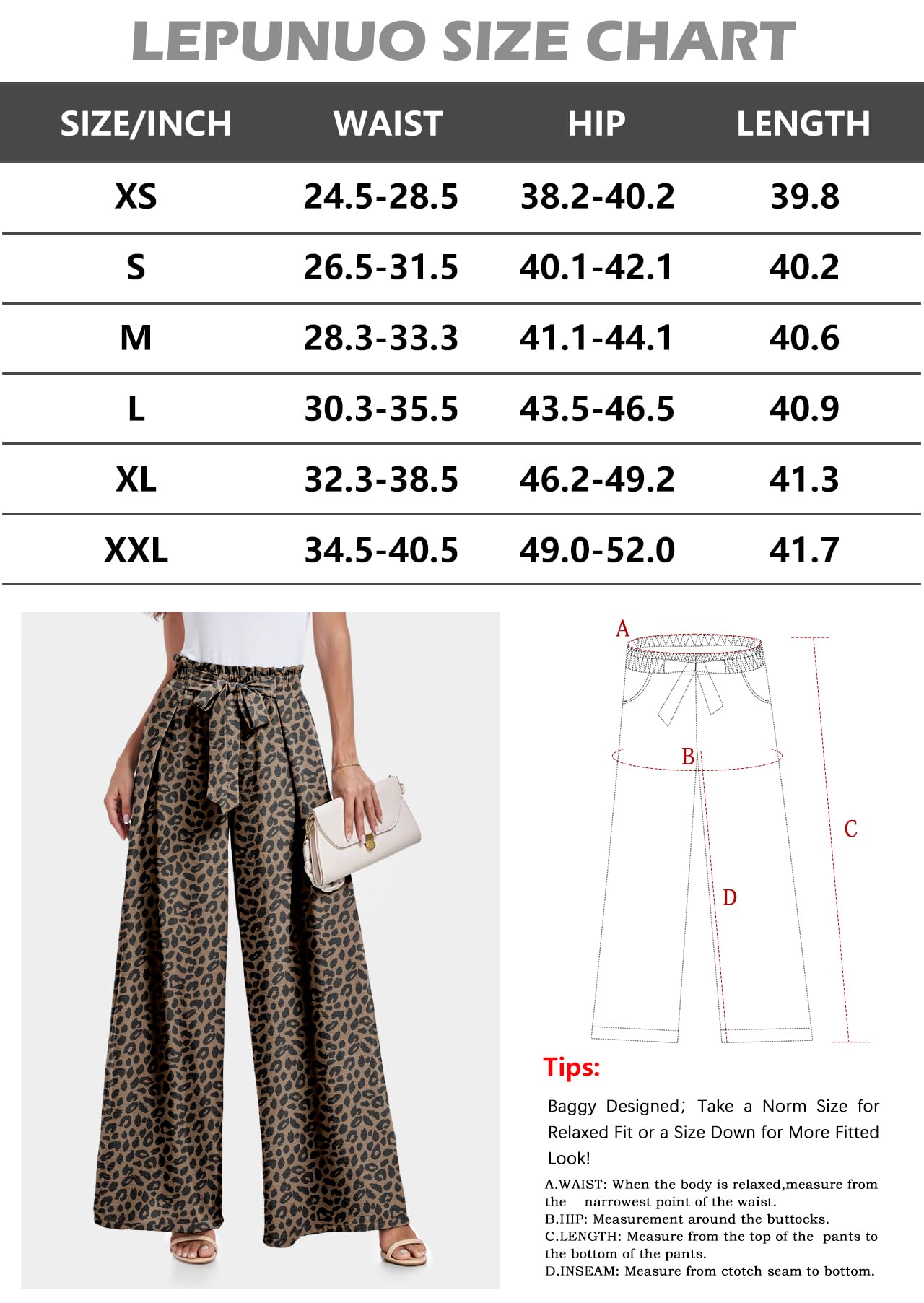 Lepunuo Wide Leg Pants for Women High Waisted Palazzo Pants Work Casual Flowy Tie Knot Trousers with Pockets