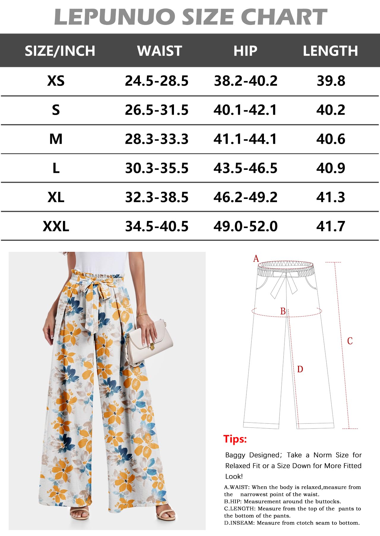 Lepunuo Wide Leg Pants for Women High Waisted Palazzo Pants Work Casual Flowy Tie Knot Trousers with Pockets