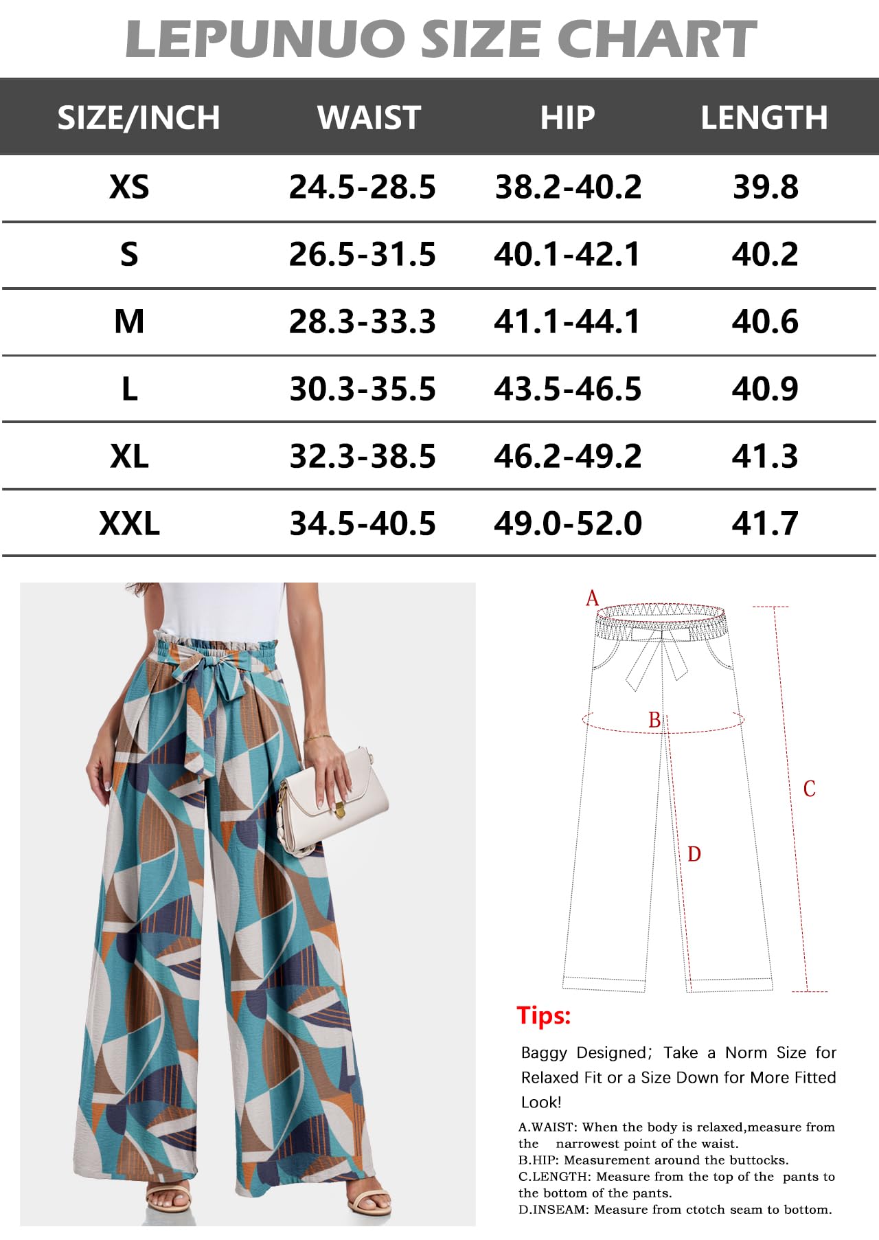 Lepunuo Wide Leg Pants for Women High Waisted Palazzo Pants Work Casual Flowy Tie Knot Trousers with Pockets