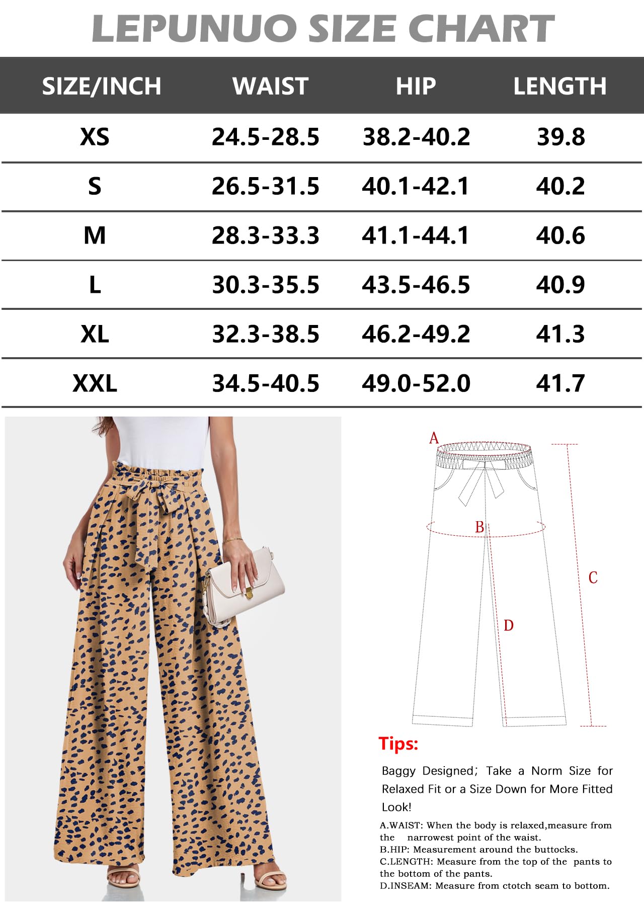 Lepunuo Wide Leg Pants for Women High Waisted Palazzo Pants Work Casual Flowy Tie Knot Trousers with Pockets