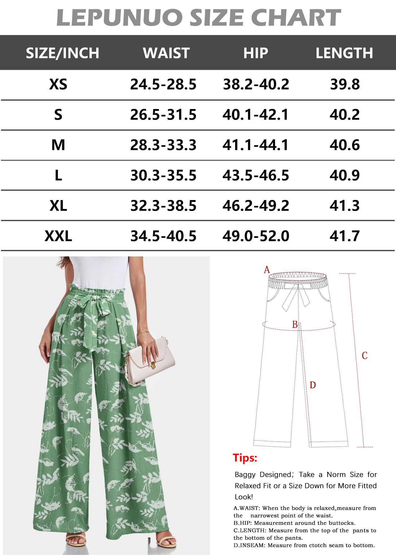 Lepunuo Wide Leg Pants for Women High Waisted Palazzo Pants Work Casual Flowy Tie Knot Trousers with Pockets