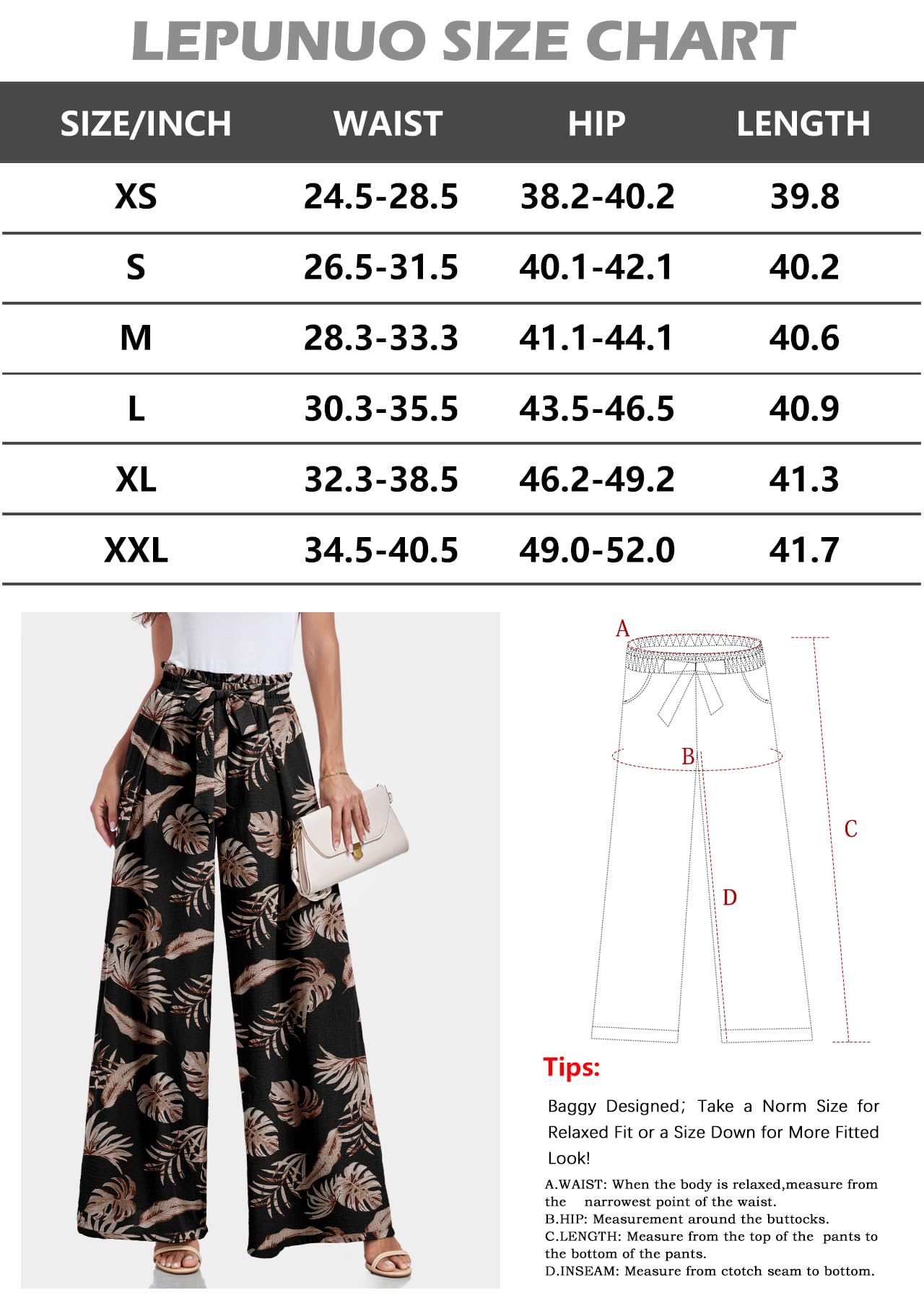 Lepunuo Wide Leg Pants for Women High Waisted Palazzo Pants Work Casual Flowy Tie Knot Trousers with Pockets