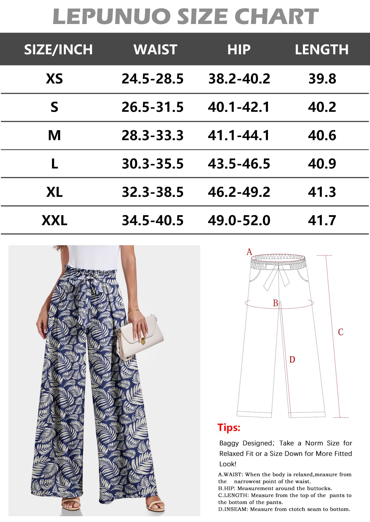Lepunuo Wide Leg Pants for Women High Waisted Palazzo Pants Work Casual Flowy Tie Knot Trousers with Pockets